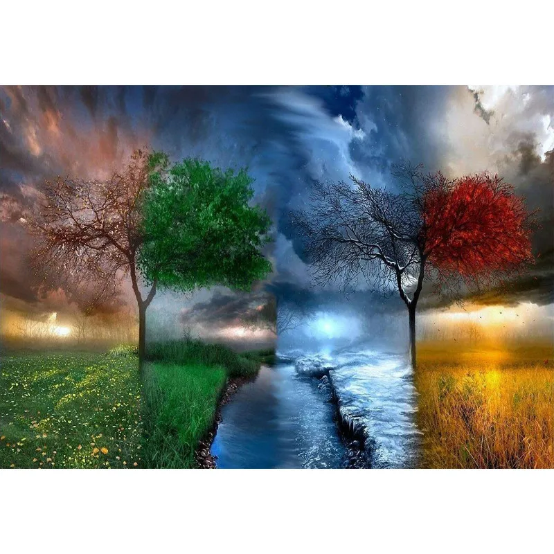 Frameless DIY Oil Painting By Numbers Riverside Pictures Canvas Acrylic Paint On For Room Wall Art Home Decor | Дом и сад