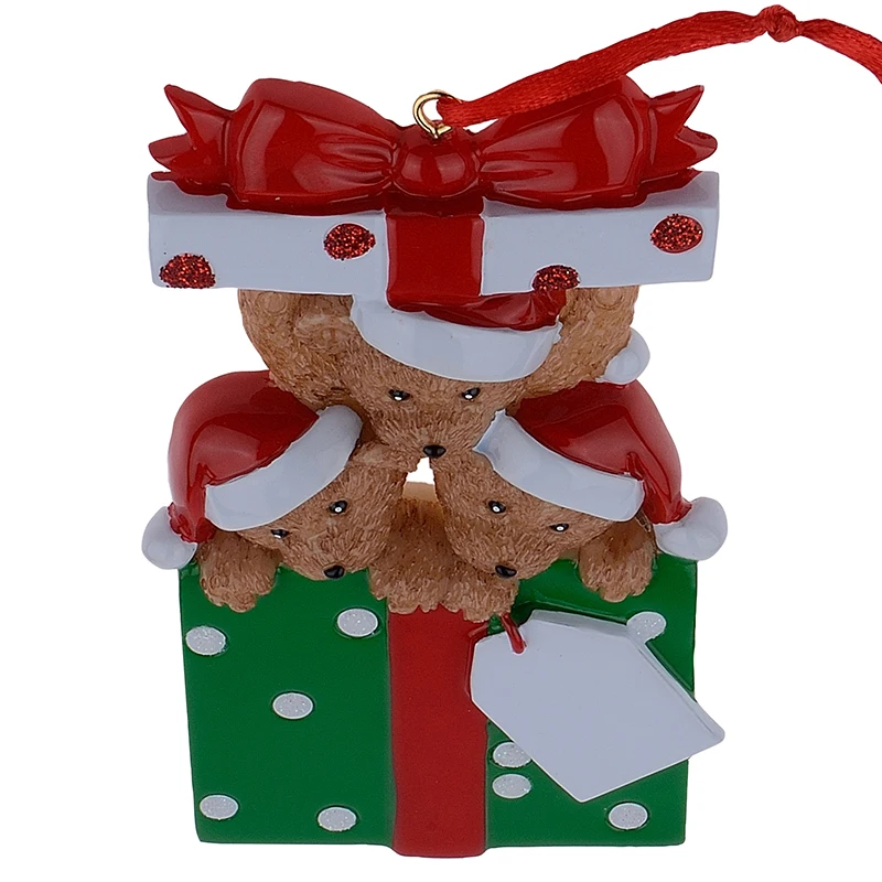 Смола оптом медведь семья 2 Рождество орнамент персонализированный подарок Напишите свое имя для праздника миниатюра для домашнего декора ремесло
