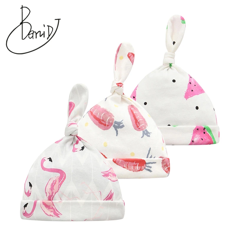 

2019 new 3pcs/sets Batch summer Baby Hats Printed Baby Hats&Caps For 0-6 Months Newborn Baby Accessories 100% cotton hedging cap