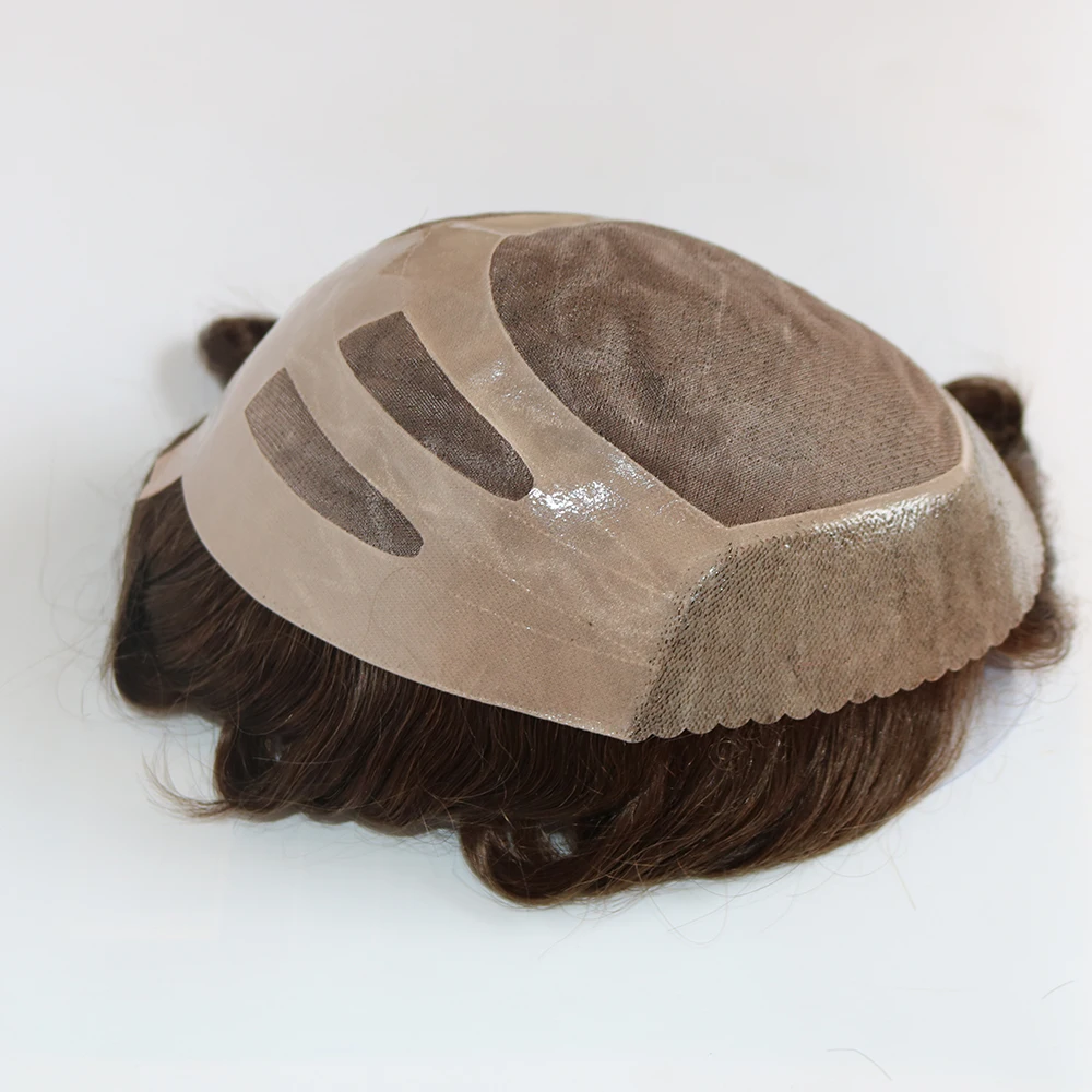 Eversilky Средний коричневый прочный тонкий моно с NPU мужской парик человеческие замена волос системы мужской парик цвет#4