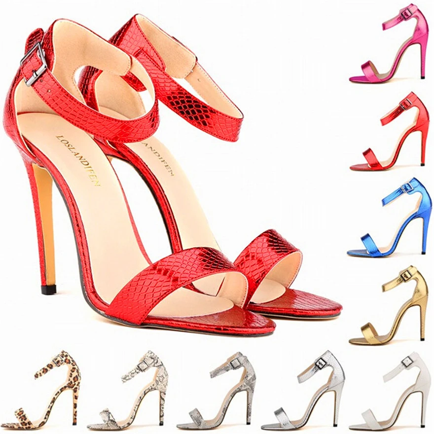

Sexy Alligator Pattern Thin Heel Party Sandals 2019 New Summer Open Toe Fashion Buckle Women's Sandals High Heels Shoes Leopard