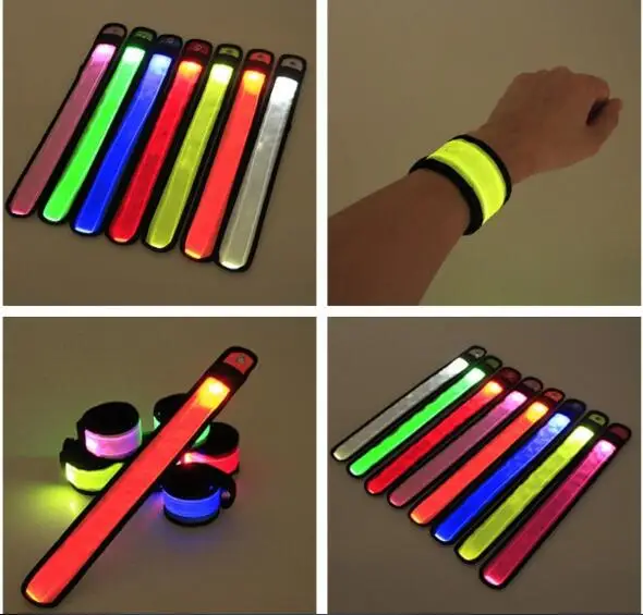 25CM 35CM Nylon LED Light Flash Bracelet Glowing Sports Slap Wrist