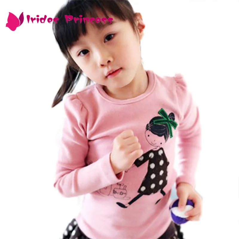 

Spring Baby Kids Girls Character Print Leisure Long Sleeve T-shirt Jerseys Girl Clothes T Shirt Top