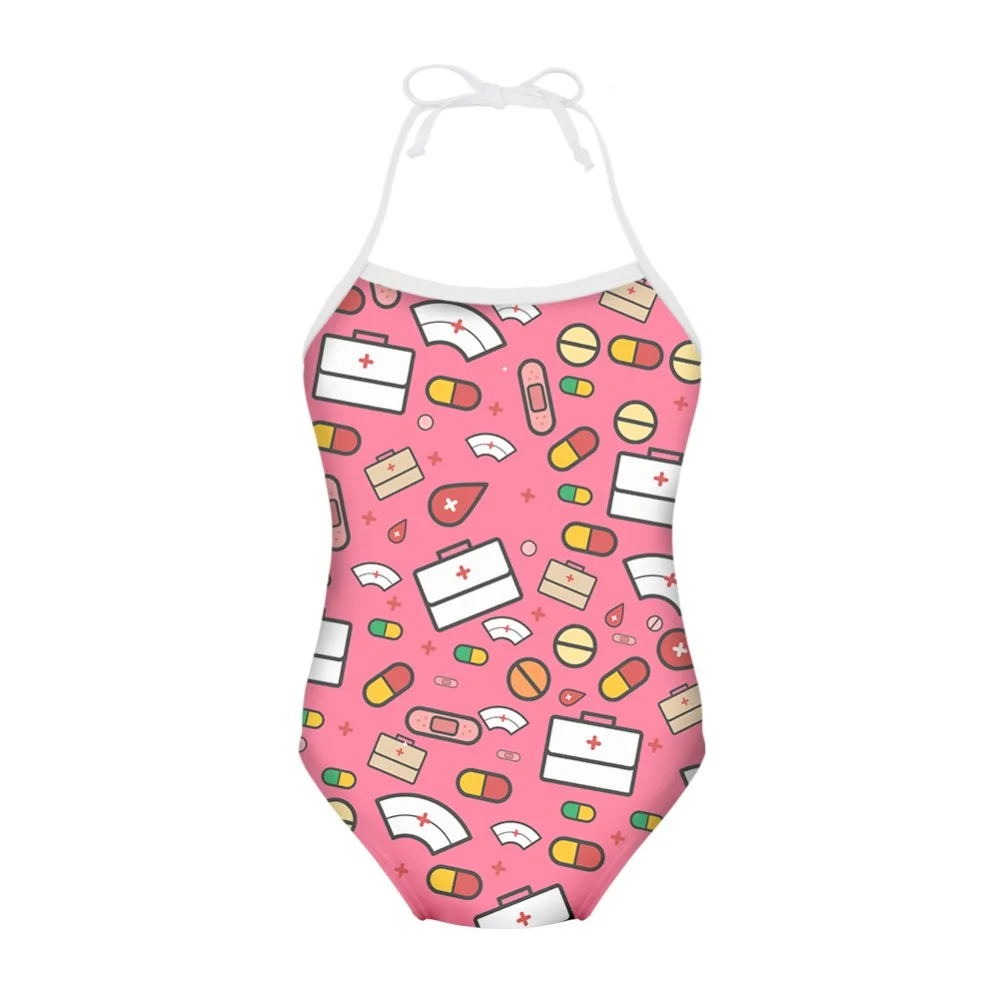 

Swimsuits for Girls Cute Pill Pattern Girl Swimwear Kids Swimsuit Children Toddler One Piece Bathing Suits Biquini Pink