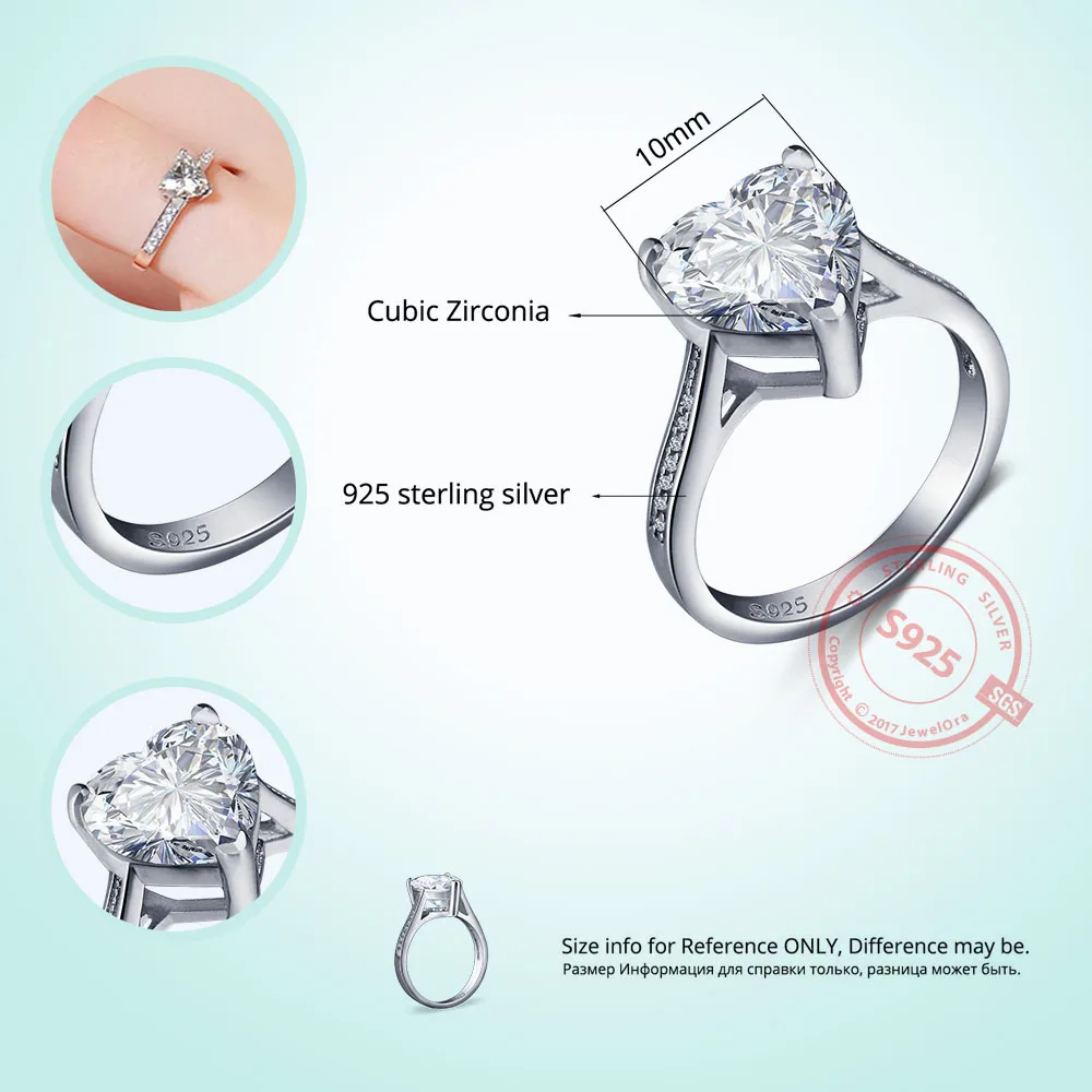 Romantic Heart Shape 925 Sterling Silver Ring Luxurious Engagement Women Ring Wedding Accessories (JewelOra RI102025)
