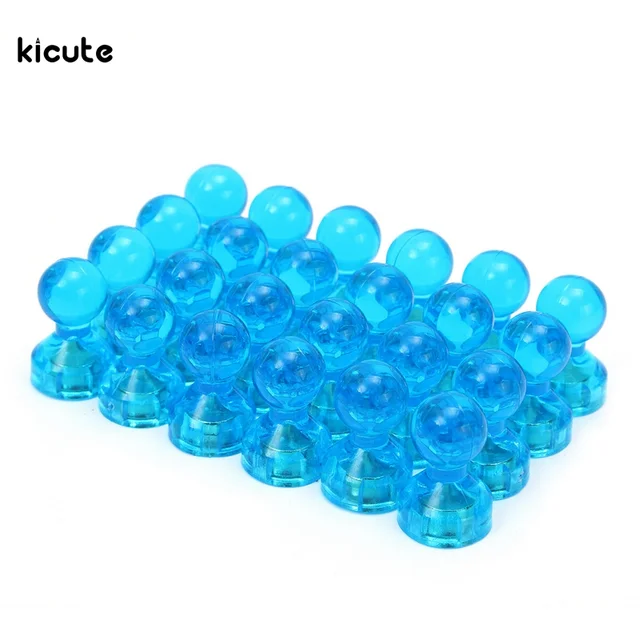 24pcs blue small magnetic crystal push pins for fridge calendars