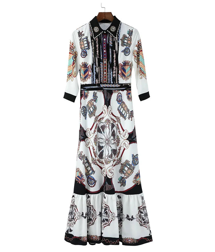 Delocah женское платье на весну и лето, подиумное модное дизайнерское полуроскошное винтажное платье с вышивкой бисером, элегантное тонкое длинное женское платье