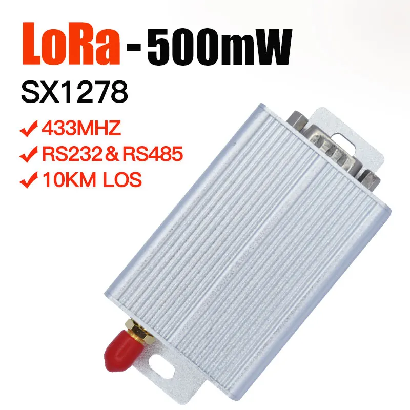 

Free-shipping lora SX1278 433mhz module 500mw lora 10km long range rf transceiver module rs232&rs485 lora data radio modem