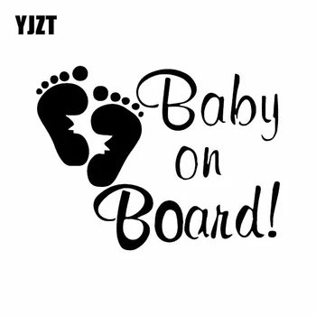 

YJZT 16X12.1CM BABY ON BOARD Footprints Car Sticker Decals Trunk Window Decoration Accessories C25-0039