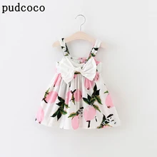 Детское платье на бретельках для маленьких девочек; летнее платье с цветочным принтом и бантом; вечерние платья-пачки принцессы на свадьбу