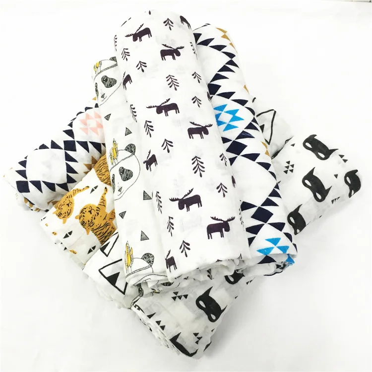 120*120cm Muslin Baby Receiving Blankets Cotton Newborn Blanket Cartoon