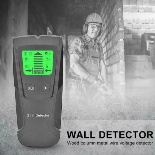 FLOUREON 3 in 1 Detektor Stud Center Finder Metal/AC live wire Detector Gelb