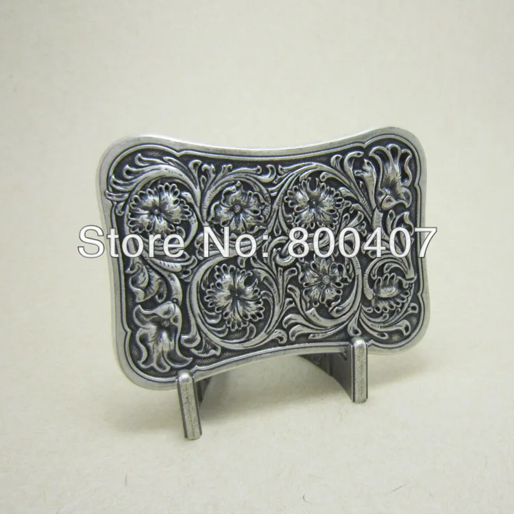 

New Original Vintage Silver Plated Western Flower Southwest Rectangle Belt Buckle Gurtelschnalle Boucle de ceinture
