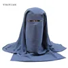 Muslim Bandana Scarf Islamic 3 layers Niqab Burqa Bonnet Hijab Cap Veil Headwear Black Face Cover Abaya Style Wrap Head Cover ► Photo 2/6