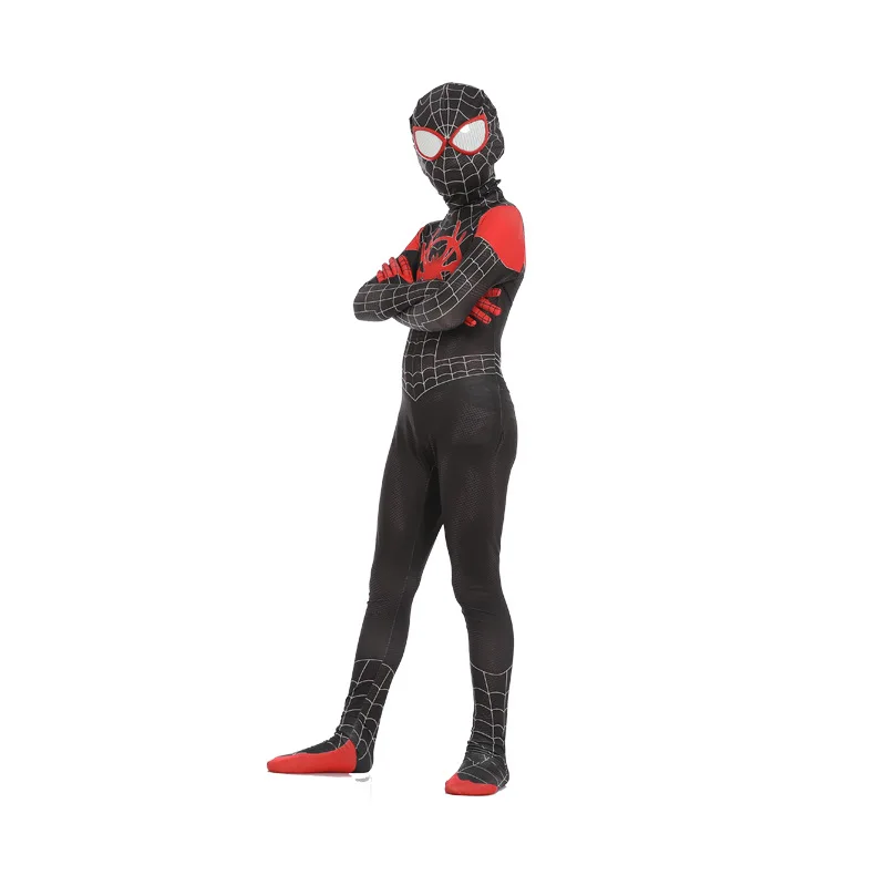 Children Adult Spider-man Into The Spider Verse Miles Morales Cosplay Costume Spiderman Pattern Bodysuit Zentai Suit Jumpsuit