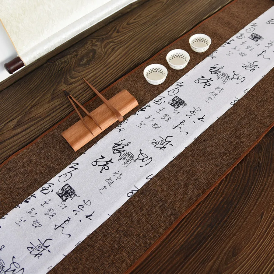 Китайский стиль винтажный узор настольная дорожка на стол для домашнего ужина Украшение Хлопок Лен коврики офисный чайный набор кунг-фу коврик чайные салфетки