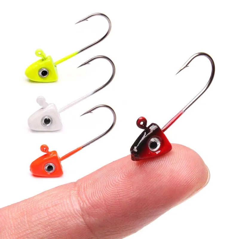 10pcs/lot 1.6g Jig Head Fishing Hooks Lure Barbed Hook Lead Hook Fishing Tackle Crankbaits Tackle fishing accessories 3D eyes