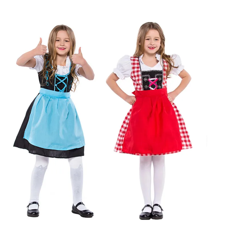 Костюм горничной Октоберфест для девочек детский немецкий баварский костюм девицы из пива Dirndl Платье-передник платье с блузкой