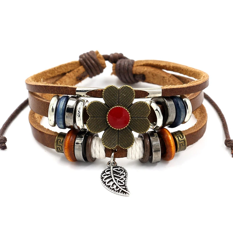 Qevila Vintage Leather Multilayer Braided Women Bracelets Bohemian Charm Bracelet for Women Lover Punk Bracelet Bangle Jewelry (2)