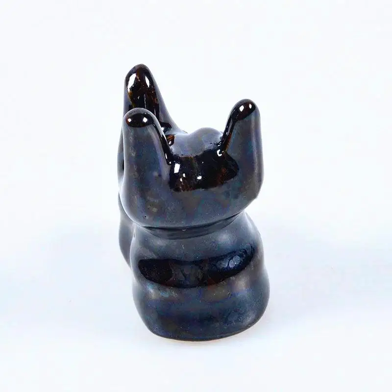 

Handmade Black Glaze Incense Burner Holder Backflow Cones Office Decoration