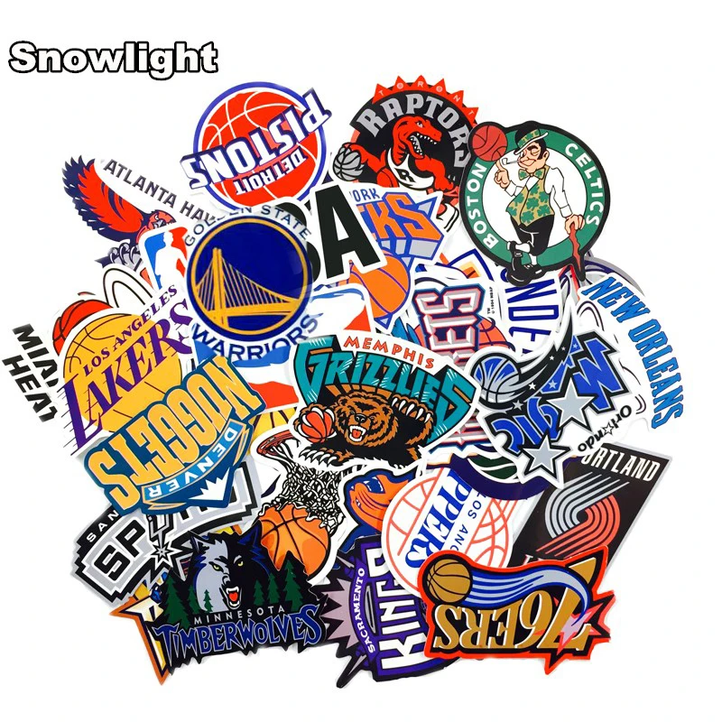

32pcs/Lot Brand Graffiti Basketball Team Club Logo Stickers Guitar Skateboard Waterproof PVC Laptop Luggage Stickers Cool