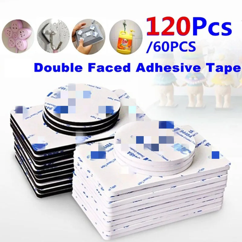 

60/120pcs 3M Double Sided Foam Tape Strong Pad Mounting Rectangle Adhesive Tape