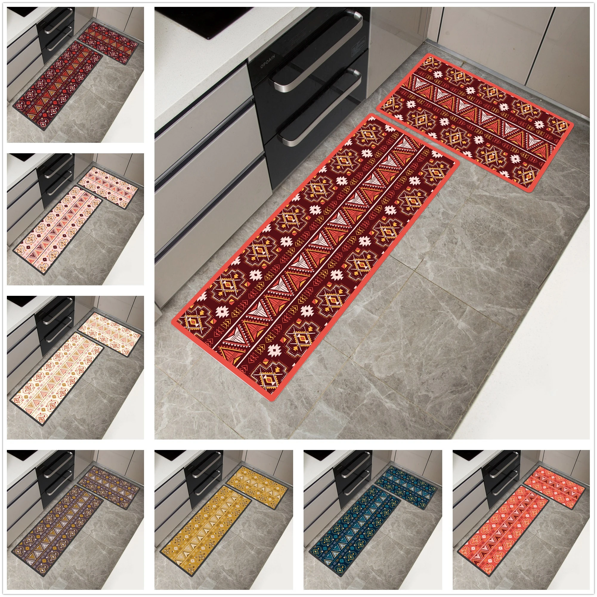 African Pattern Print Home Mat Waterproof Kitchen Carpet Non Slip