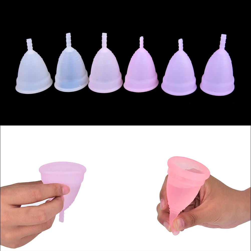 1Pair Reusable Medical Grade Women Silicone Menstrual Cup Feminine