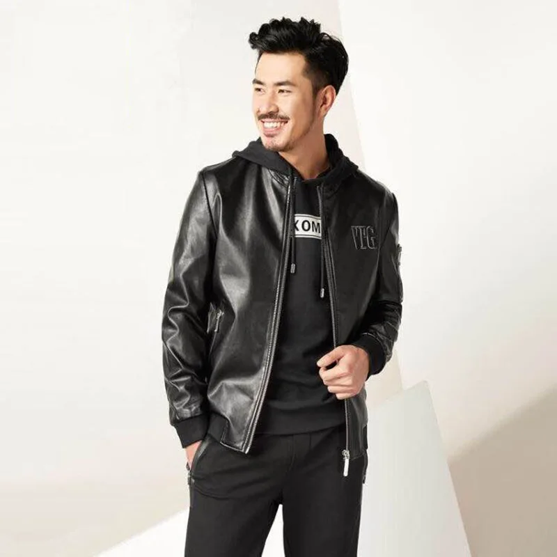 

Men's Slim Fit Leather Jackets Autumn New Casual Motorcycle PU Jacket Leather Coats Plus size Jackets Drop Shipping