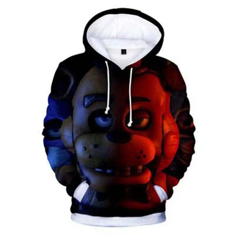 Новые толстовки с капюшоном Five Nights At 3D Весенняя футболка детская одежда для