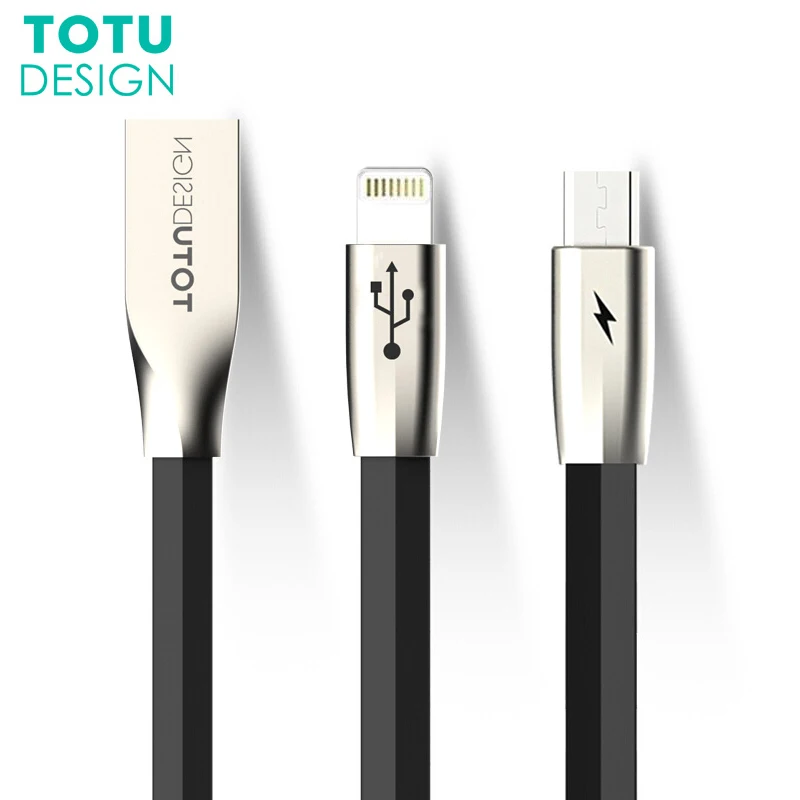 TOTU 2 в 1 USB кабель для iPhone Xs Max Xr X 8 7 быстрое зарядное устройство Micro мобильного