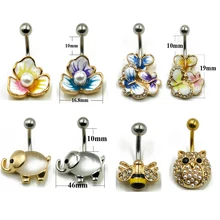 1pc Surgical steel Fashion Flower CZ Fem Navel Bar Belly Button Rings Piercing For Women Navel