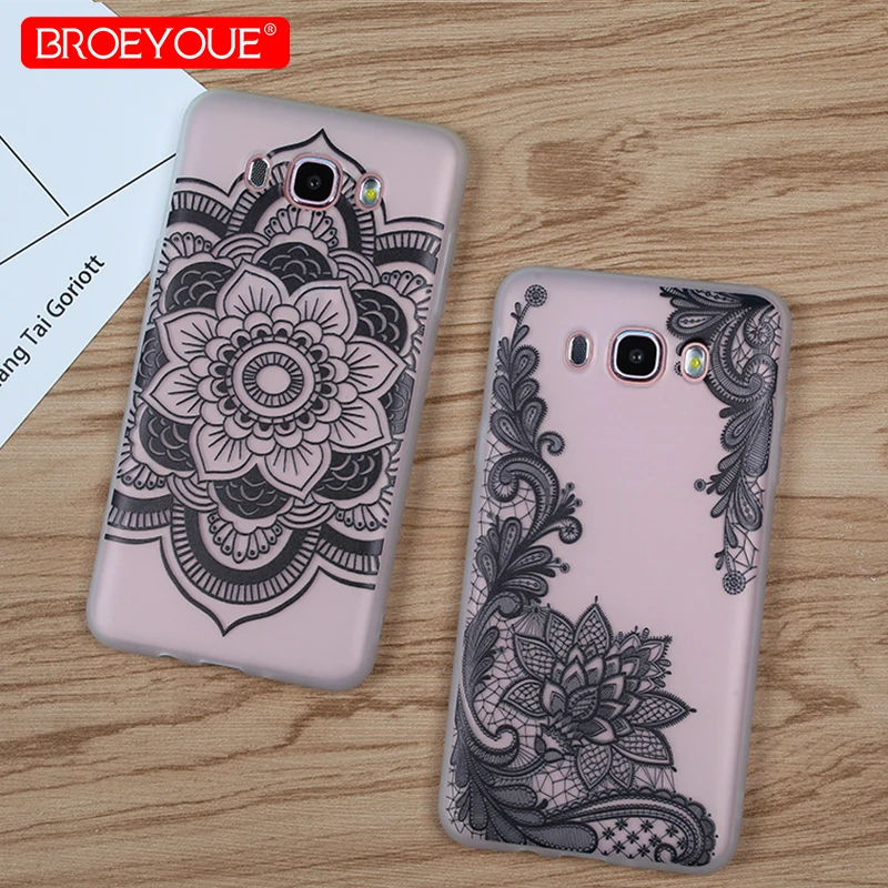 

Transparent Case For Samsung Galaxy J3 J5 J7 A3 A5 A7 2016 2017 S7 Edge S8 S9 Plus Black Lace Retro Flowers Soft Silicone Cases