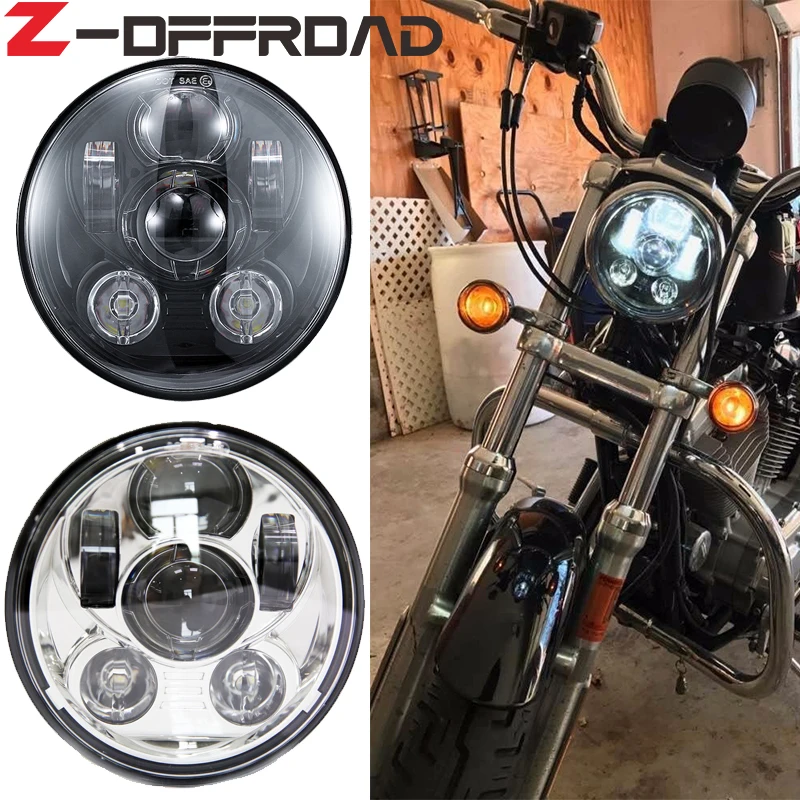 

New Motor Accessories 5.75" motorcycle black driving headlight 5-3/4" Motorcycle chrome Projector light head light for
