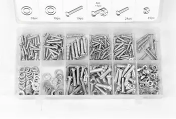

347 Pcs Metric Sheet Metal Wood Cap screw Cross head Screws Flat pad bolts Assortment/Kit/Set