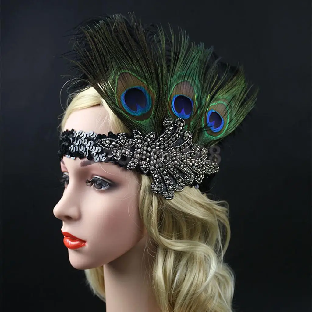 

Peacock Feather Headband Costume Party Head Piece Hair Band
