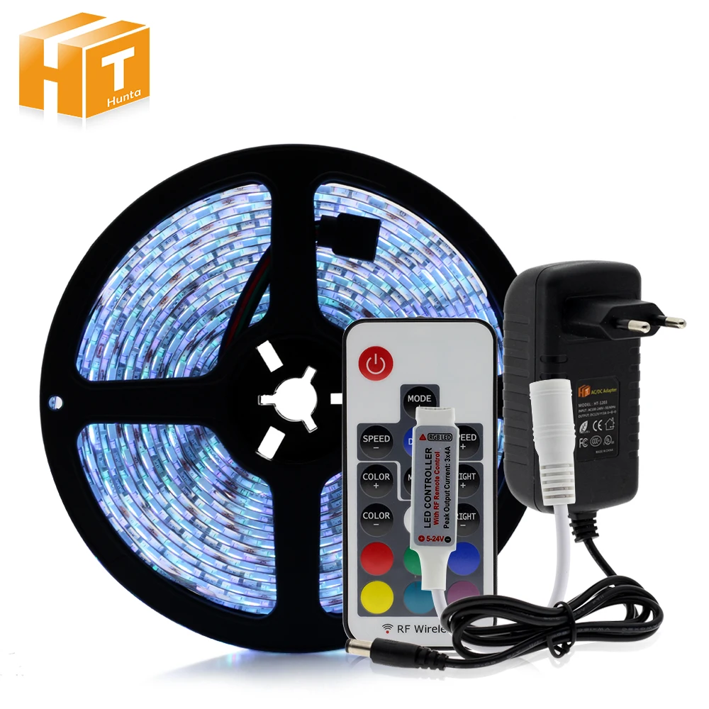 

RGB LED Strips 5050 DC12V 5m 300 LEDs Fleixble Light + 17Keys RF Controller + 12V 3A Power Adapter
