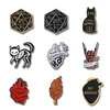 Punk style enamel Pins Night sky Heart Black skeleton cat Brooches for women Dragon & Dungeon Dice hand lapel Pin Badges Jewelry ► Photo 1/6