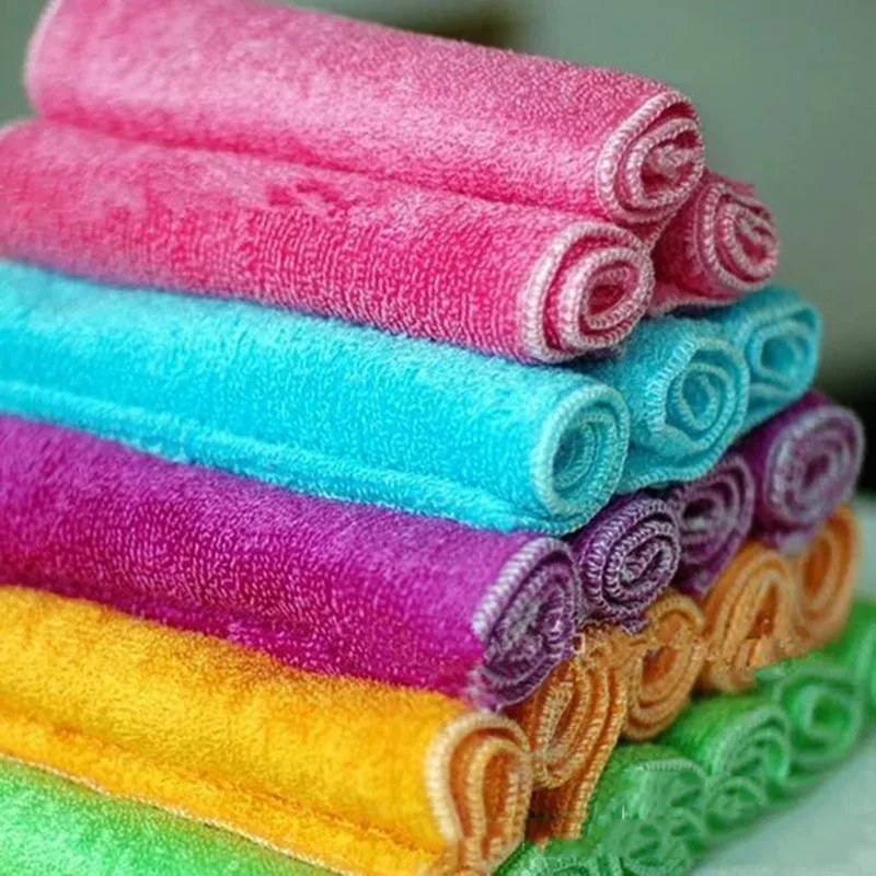 2 pcs high efficient ANTI GREASY color dish cloth,bamboo fiber washing