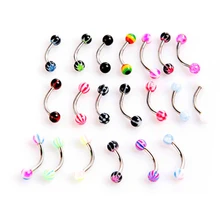 1 шт* 20 цветов хирургическая нержавеющая сталь бровь нос губы Пленница шарик кольцо язык пирсинг для пупка серьги, Надеваемые На ушной хрящ Украшения для тела
