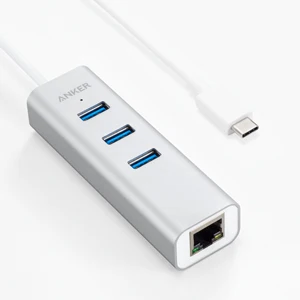 Anker USB C концентратор, 4-в-1 Алюминий USB C Ethernet адаптер с Порты и разъёмы, с 3 портами(стандарт 3,0 Порты, для MacBook Pro, Chromebook, XPS, samsung S9 и т. д