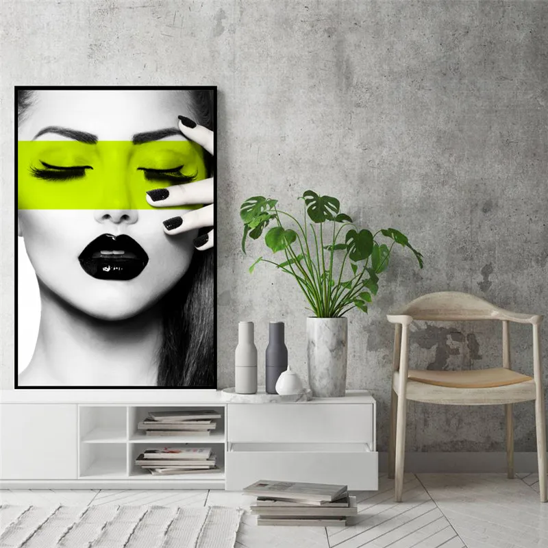 

HAOCHU New Nordic Modern Sexy Fashion Woman Character Home Decoration Painting Wall Picture For Living Room Bedroom Poster Art