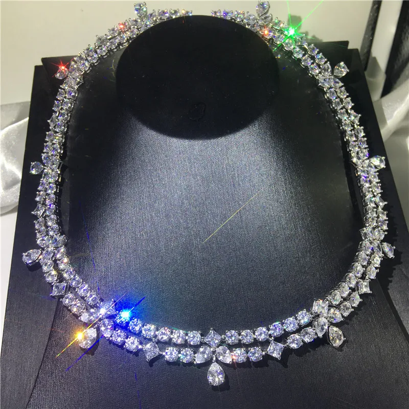 Choucong ручной работы вальс ожерелье полный AAAAA Cz Белое золото заполненное вечернее ожерелье для женщин Свадебные ювелирные изделия подарок
