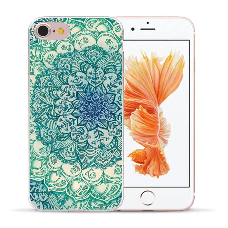Мягкий чехол из ТПУ с мандалой и цветами для Apple iPhone 6S 6 7 8 Plus 5 5S SE X XS XR MAX