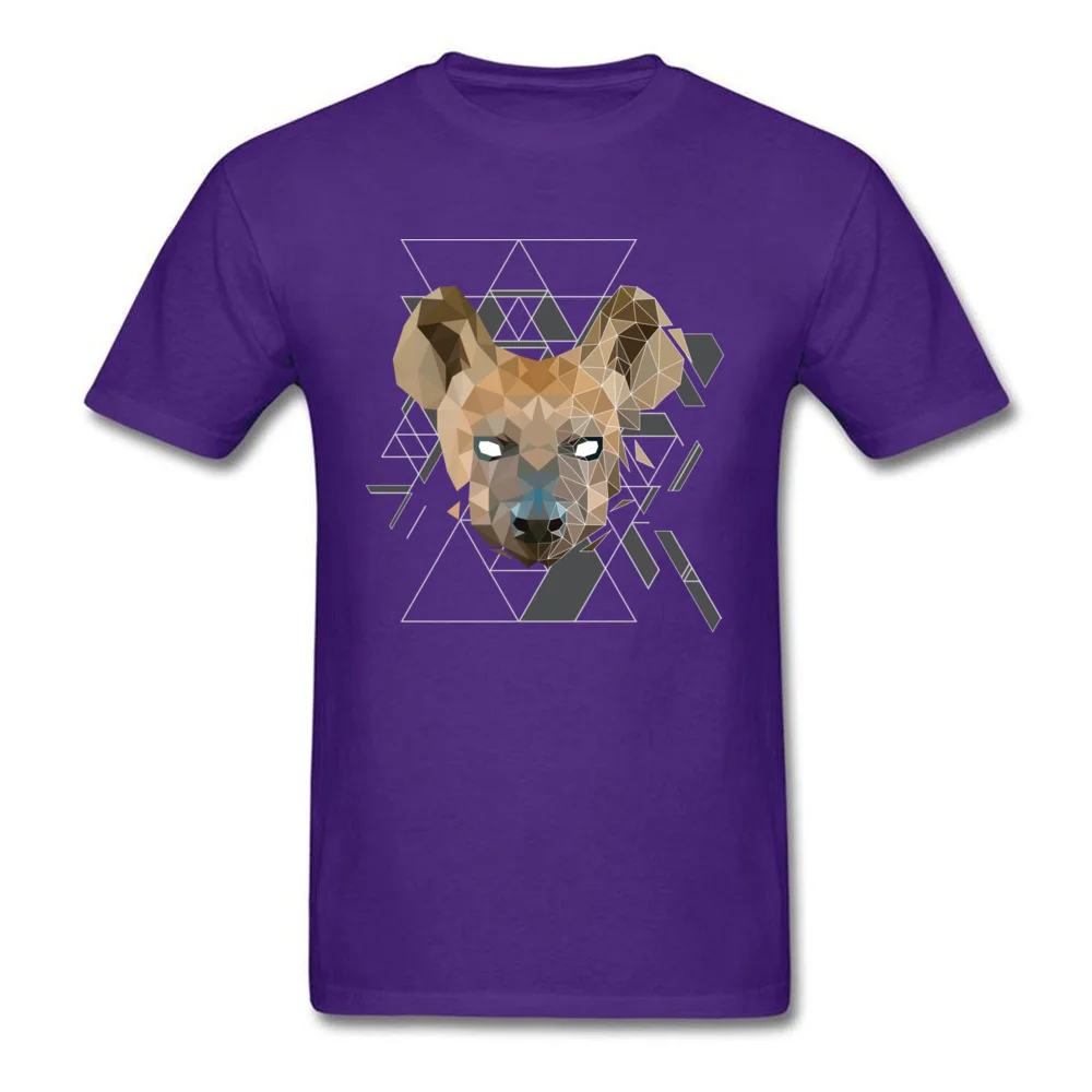 Geometric Hyena Top T-shirts for Men Printing Thanksgiving Day Tops Shirt Short Sleeve Fashion Tee-Shirt O Neck 100% Cotton Geometric Hyena purple