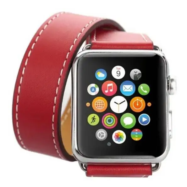 Серия 5/4/3/2/1 Double Tour удлиненные кожаный ремешок для наручных часов Apple Watch браслет для наручных часов iWatch 38 мм 42 мм 40 мм 44 - Цвет ремешка: red