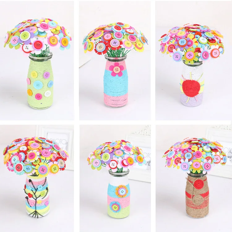  21cm Handicrafts Arts Crafts Toys For Children DIY Button Flower Felt Toy Girl Gift Kits Kindergart - 33005892105