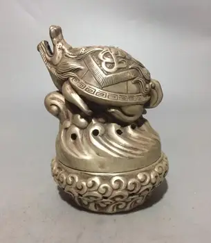 

Collectible white copper dragon turtle lid Incense burner