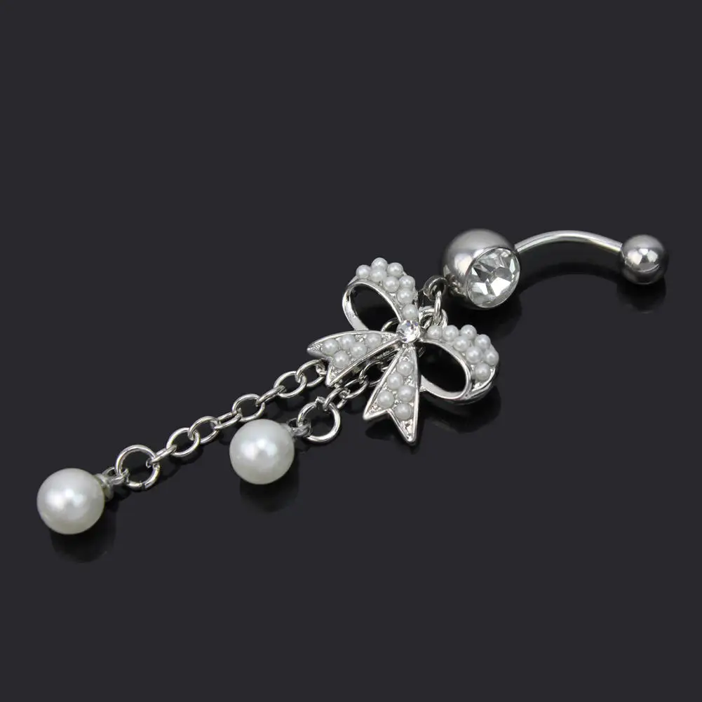 Chic Elegant Butterfly Bow Dangle Stainless Steel Belly Button Rings