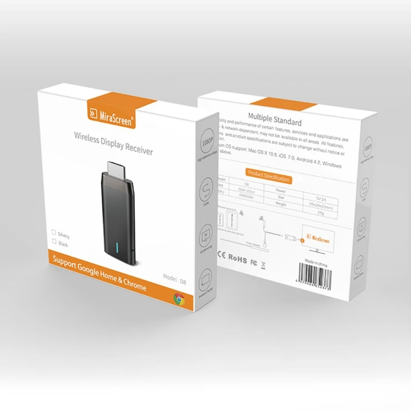 Mirascreen D8 Wifi 2 4G/5G Дисплей ТВ ключ 1080P Miracast Airplay отзеркаливание DLNA к HD адаптер для iPhone